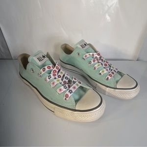 Converse All Star Mint Green Low Top Sneakers Women's 7 Men's 5 With 3 Laces